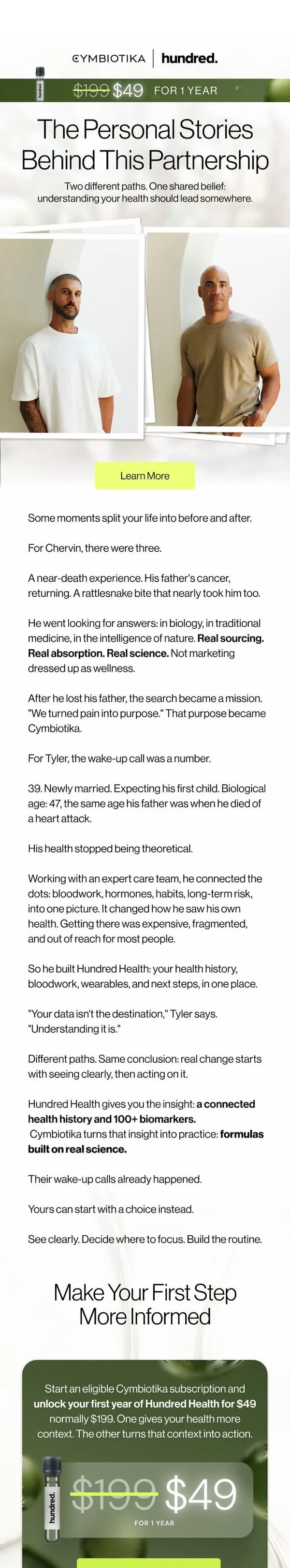Cymbiotika email: 100+ biomarkers. Your whole story. One place.