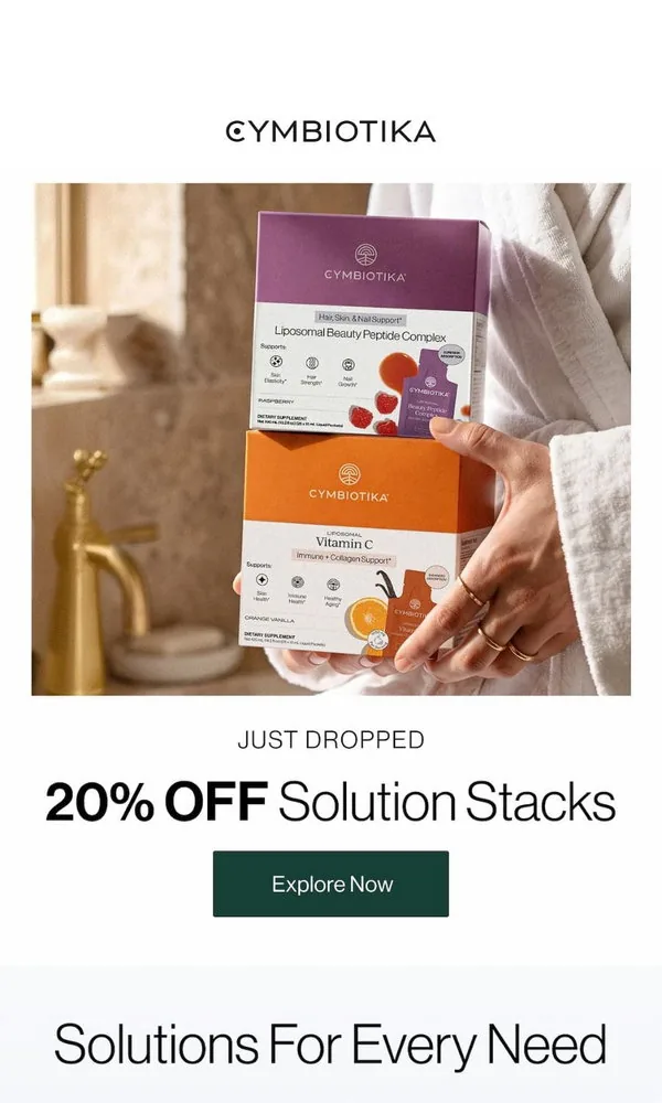 Cymbiotika email: NEW: Solution Stacks ⭐