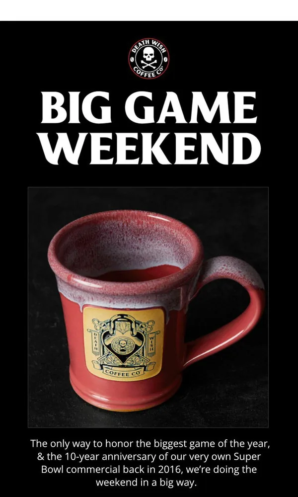 Death Wish Coffee email: 30% OFF COFFEE & Up to 75% SITEWIDE