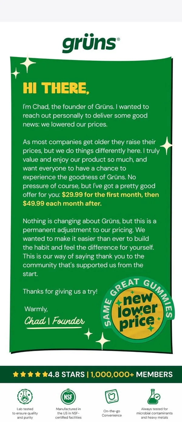 Grüns email: Good News From Grüns