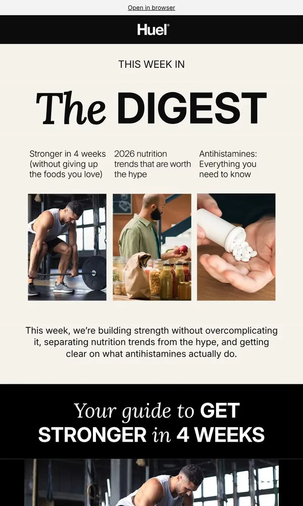 Huel email: Want to get stronger in 4 weeks? Read this 💪