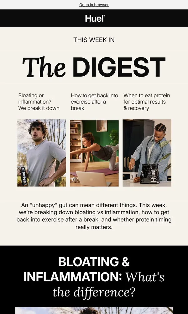 Huel email: Bloating or inflammation? Here's how to tell 🧐