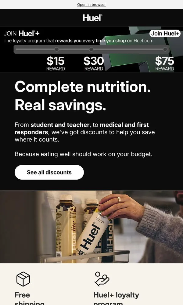 Huel email: Are you getting your Huel savings?