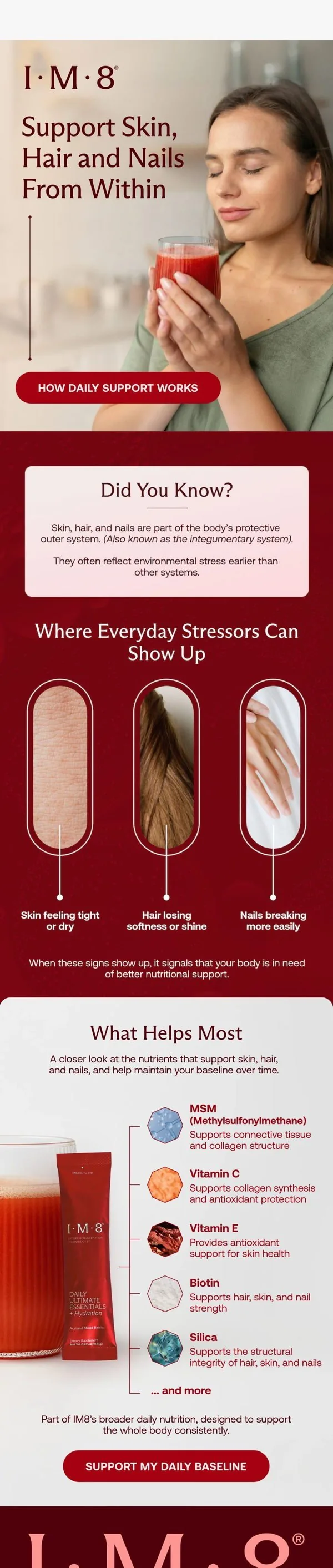 IM8 email: The Nutrition-Glow Connection: Skin, Hair & Nails
