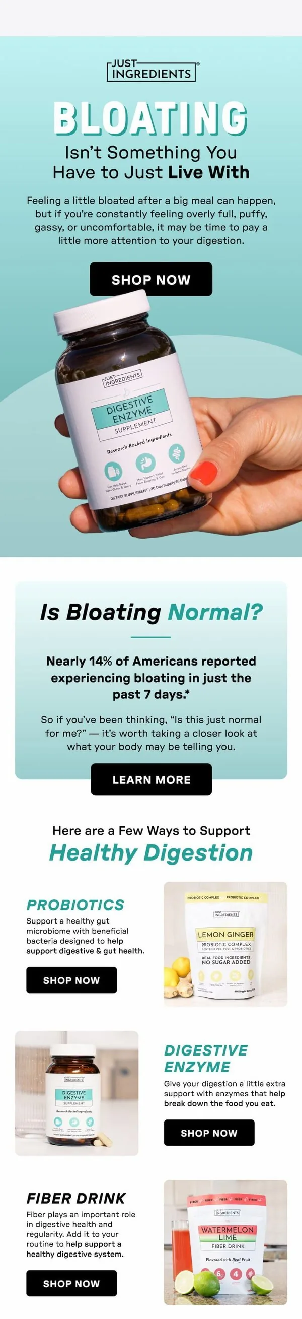 Just Ingredients email: Feeling puffy after you eat?