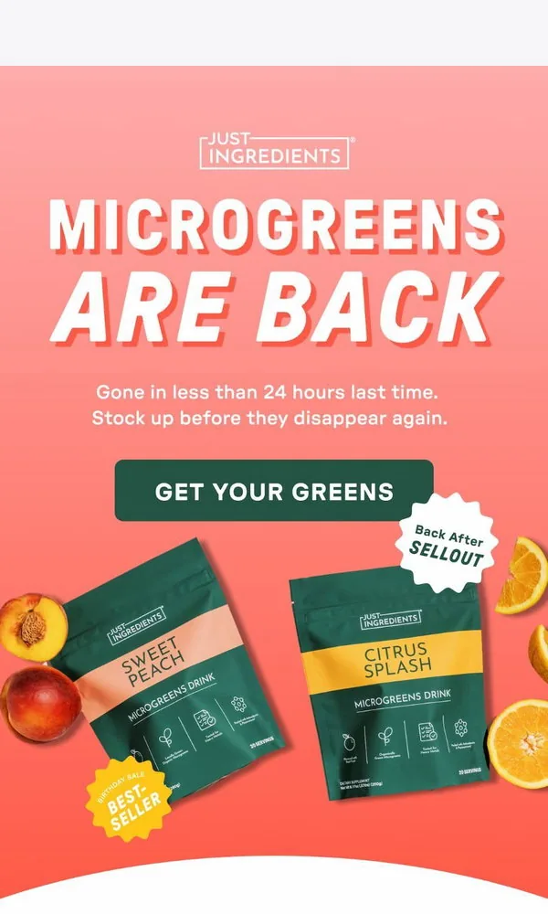 Just Ingredients email: BACK IN STOCK: Microgreens 🌱
