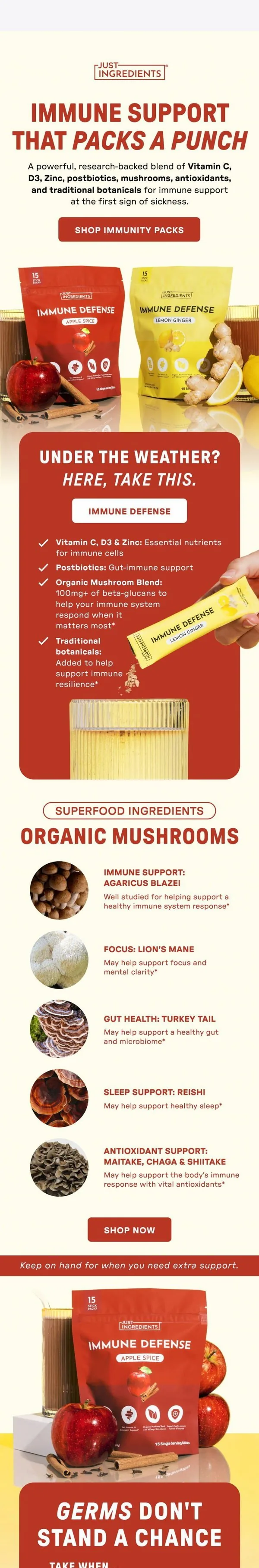 Just Ingredients email: Your Immune Support, Packed & Ready