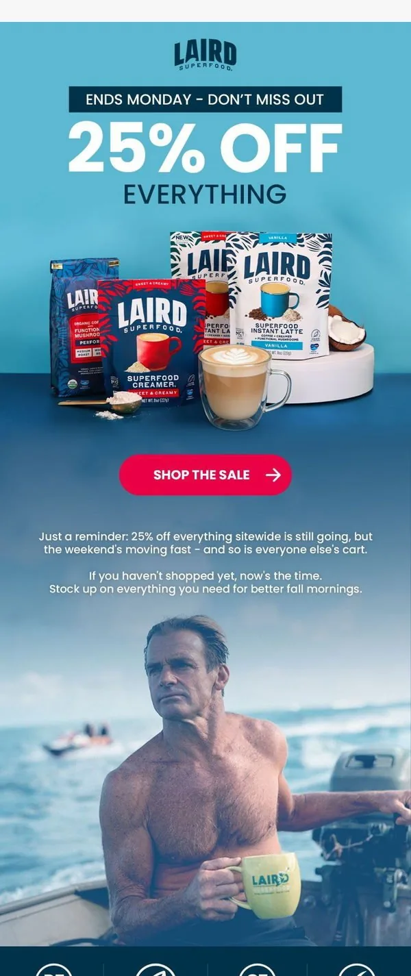 Laird Superfood email: A note before Labor Day wraps up