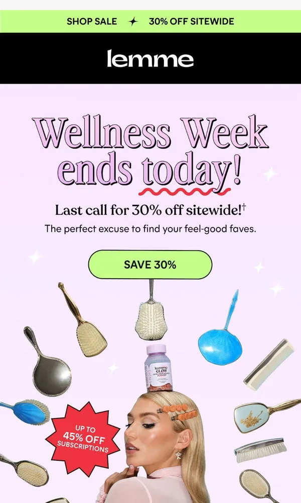 Lemme email: 30% off ends tonight! 🚨