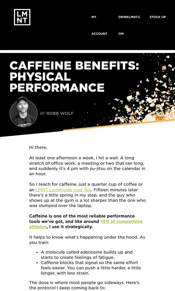 LMNT email: How caffeine improves physical performance