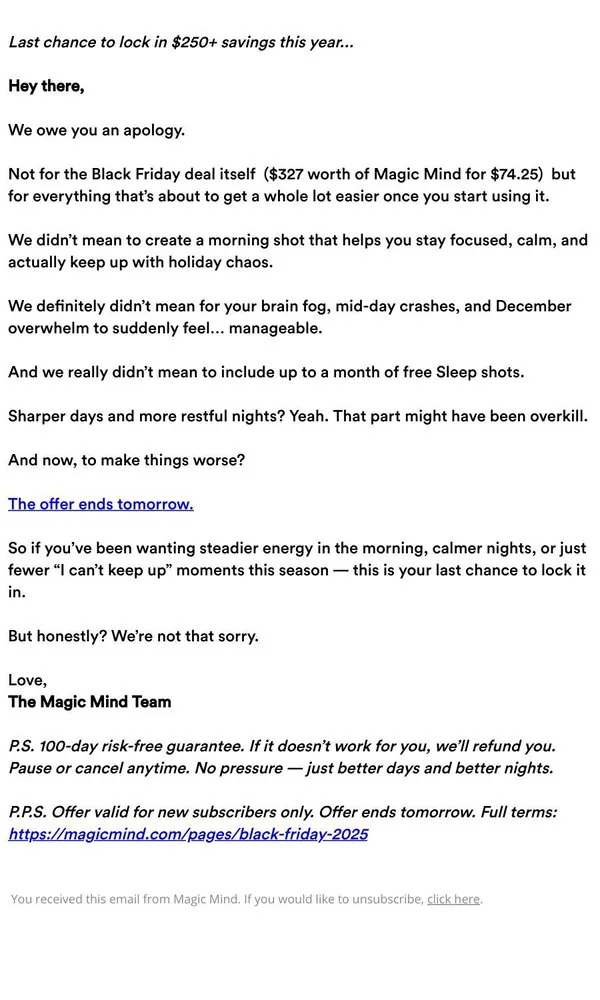 Magic Mind email: 24 Hours Left: $327 for $74 Ending Soon….