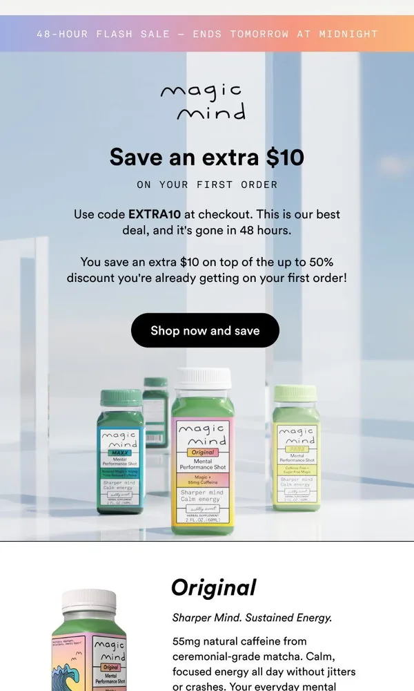 Magic Mind email: FLASH SALE: Extra $10 Off