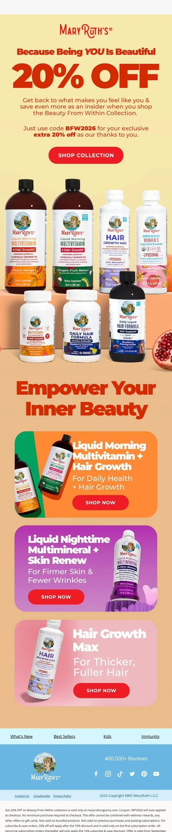 MaryRuth Organics email: 20% OFF (+ another 20% for you) 🤩