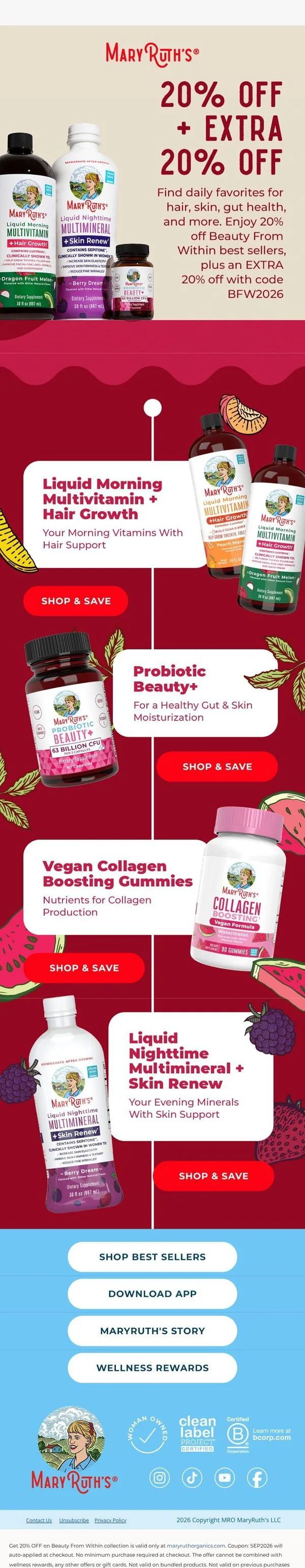 MaryRuth Organics email: These beauty faves are 20% OFF 💜