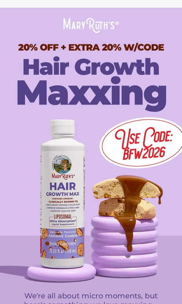 MaryRuth Organics email: Save 20% + EXTRA 20% for you
