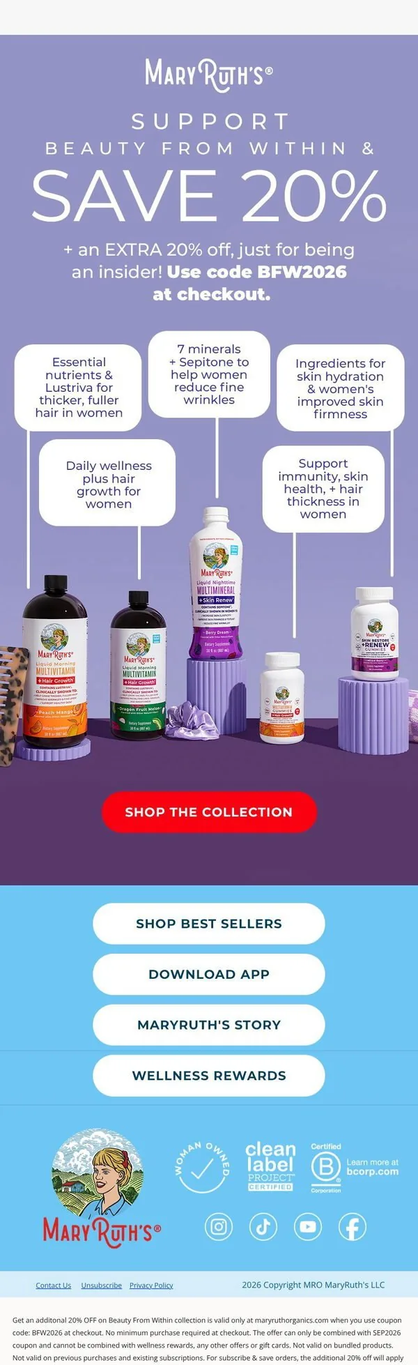 MaryRuth Organics email: 20% OFF just for you 😍