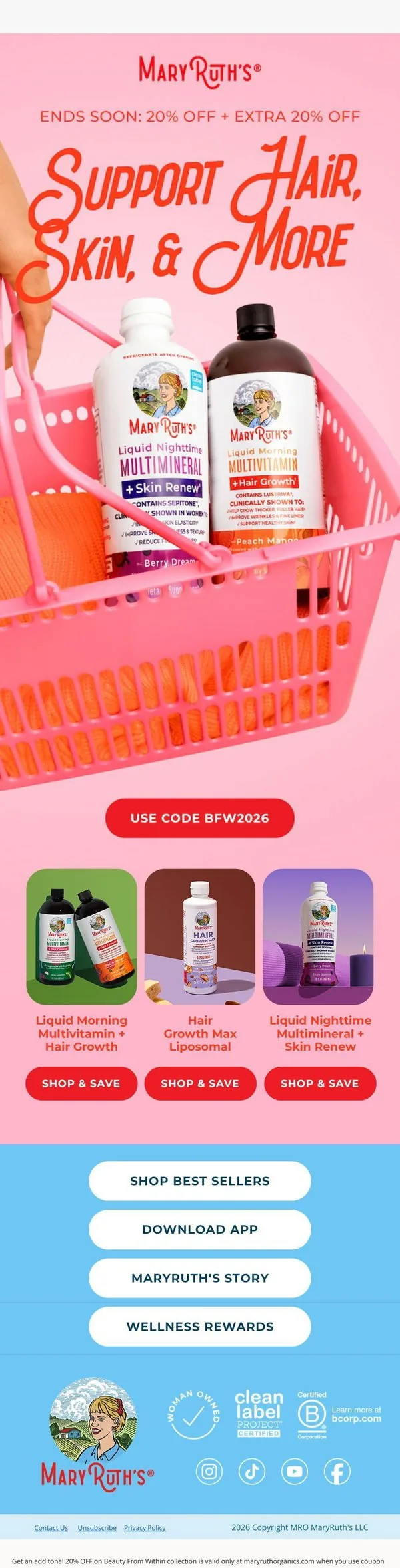 MaryRuth Organics email: EXTRA 20% OFF ends soon ⏰