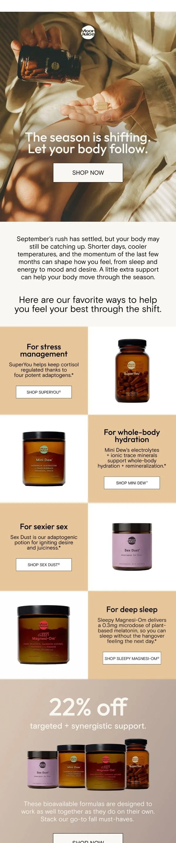 Moon Juice email: Your body feels the seasonal shift