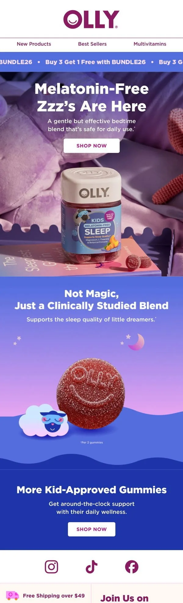 OLLY email: Two words, parents,“Melatonin Free”