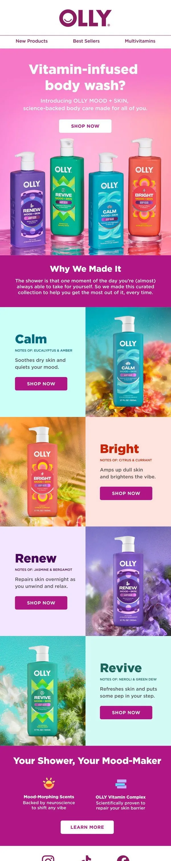 OLLY email: Reset the vibes right in the shower