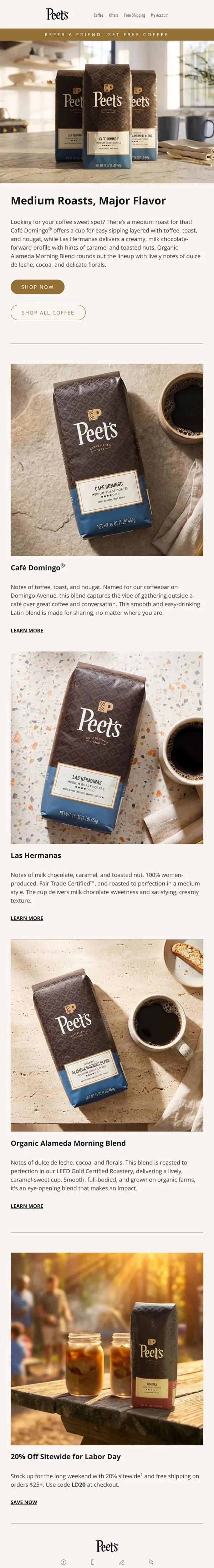 Peet's Coffee email: Discover our medium roast hidden gems 💎