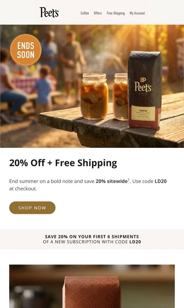 Peet's Coffee email: Don’t miss end-of-summer savings 🌅