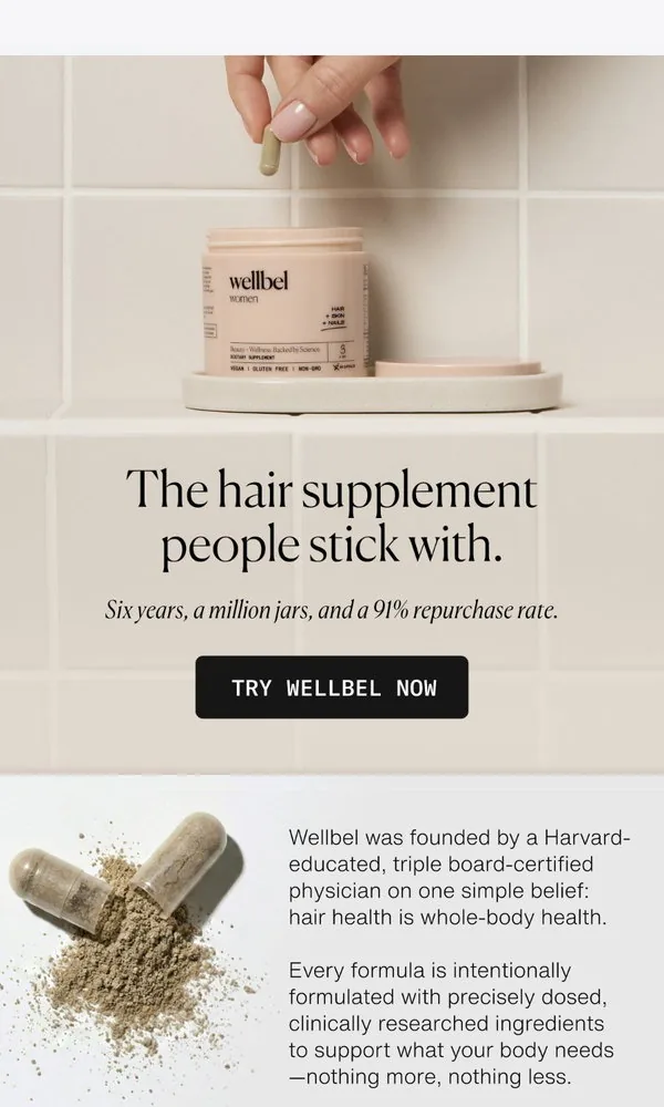 Wellbel email: Anyone can launch a hair supplement